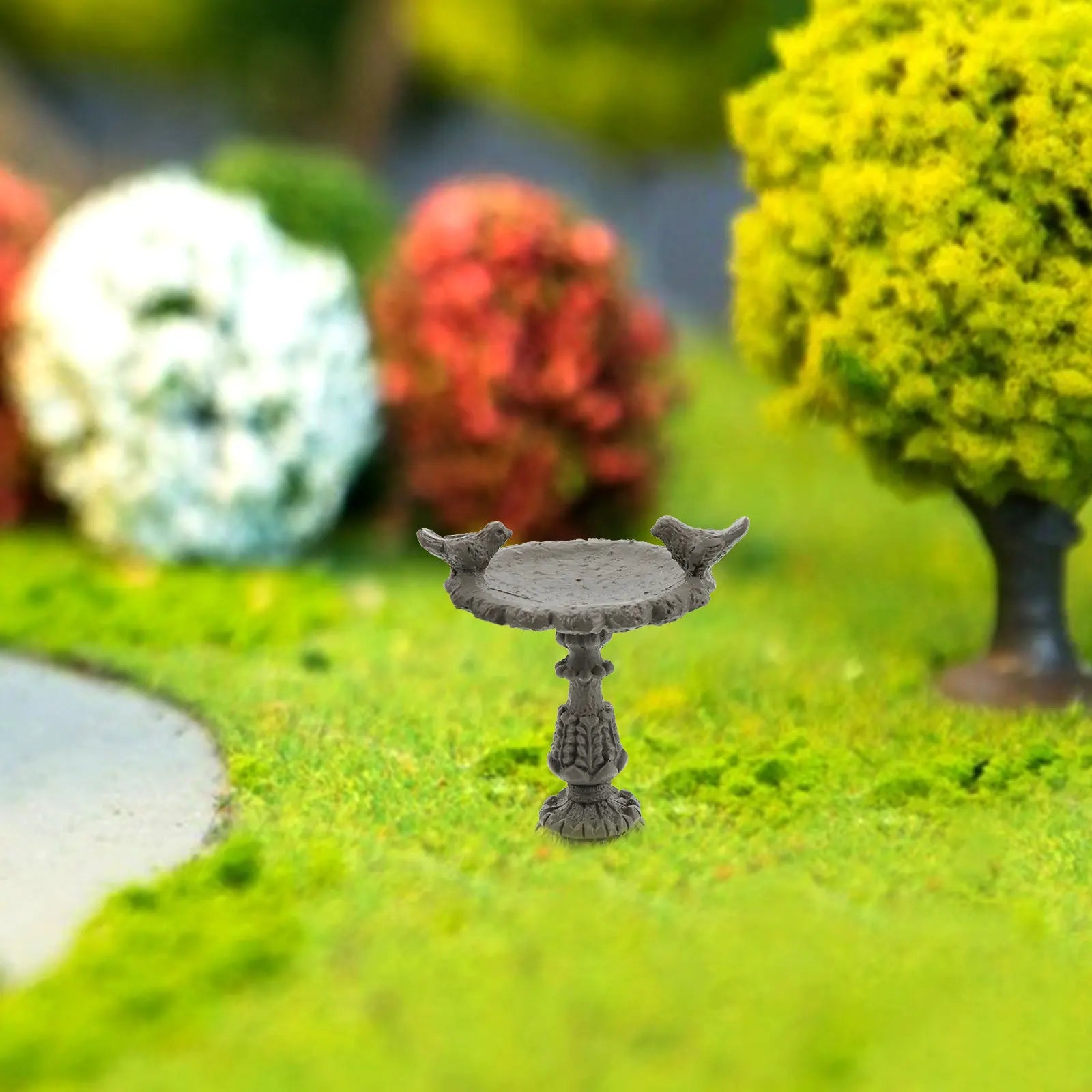 1Pcs Mini Garden Bird Pool Miniature House Decor Khaki Small Chic Delicate Mini Ornament for Micro Landscape Miniature Bird Pool Zpaxo