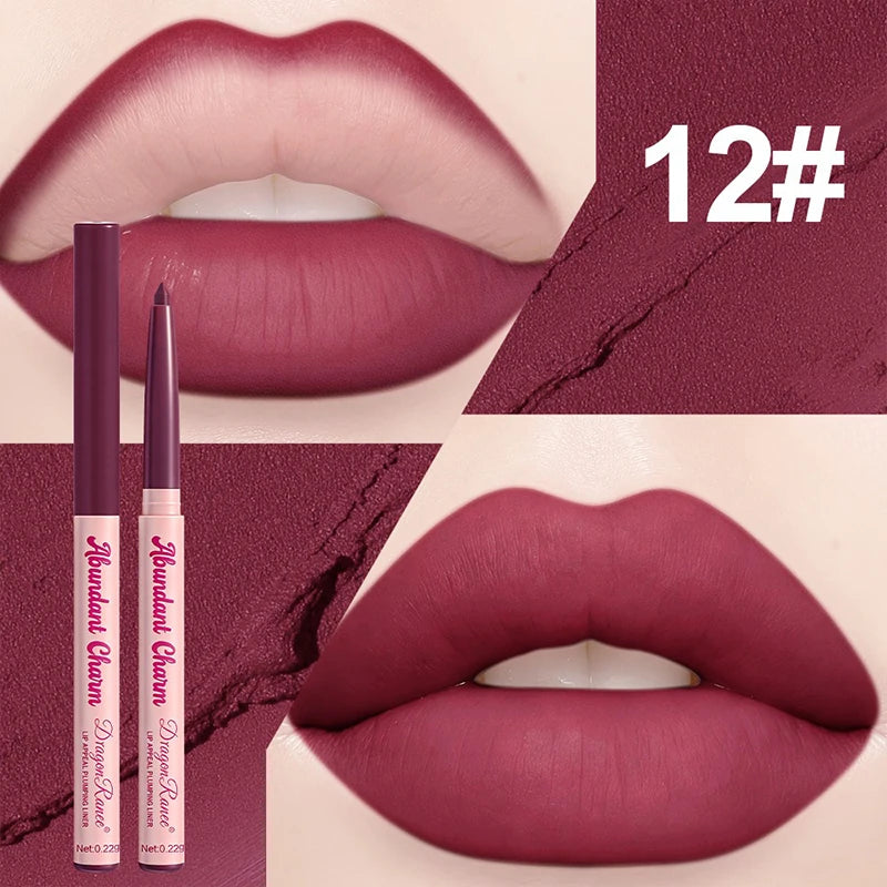 Matte Lip Liner Pen Long-Lasting Waterproof Sweatproof Easy Coloring Lipstick Pencil Lip Contour Outline Makeup Lipliner Crayon Zpaxo 12
