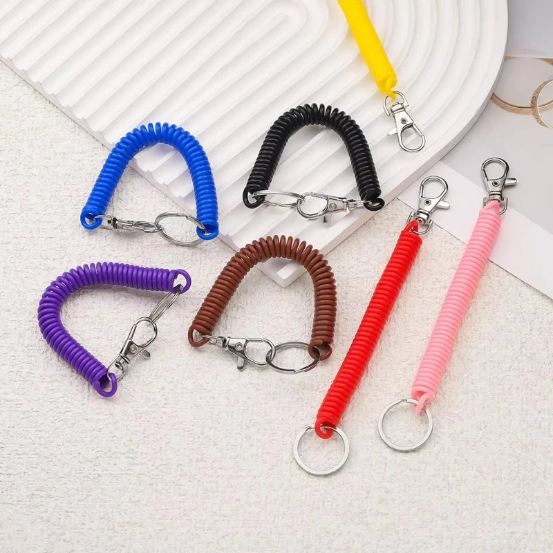 Elastic Spiral Wrist Coil Keychain – Spring Stretch Key Ring