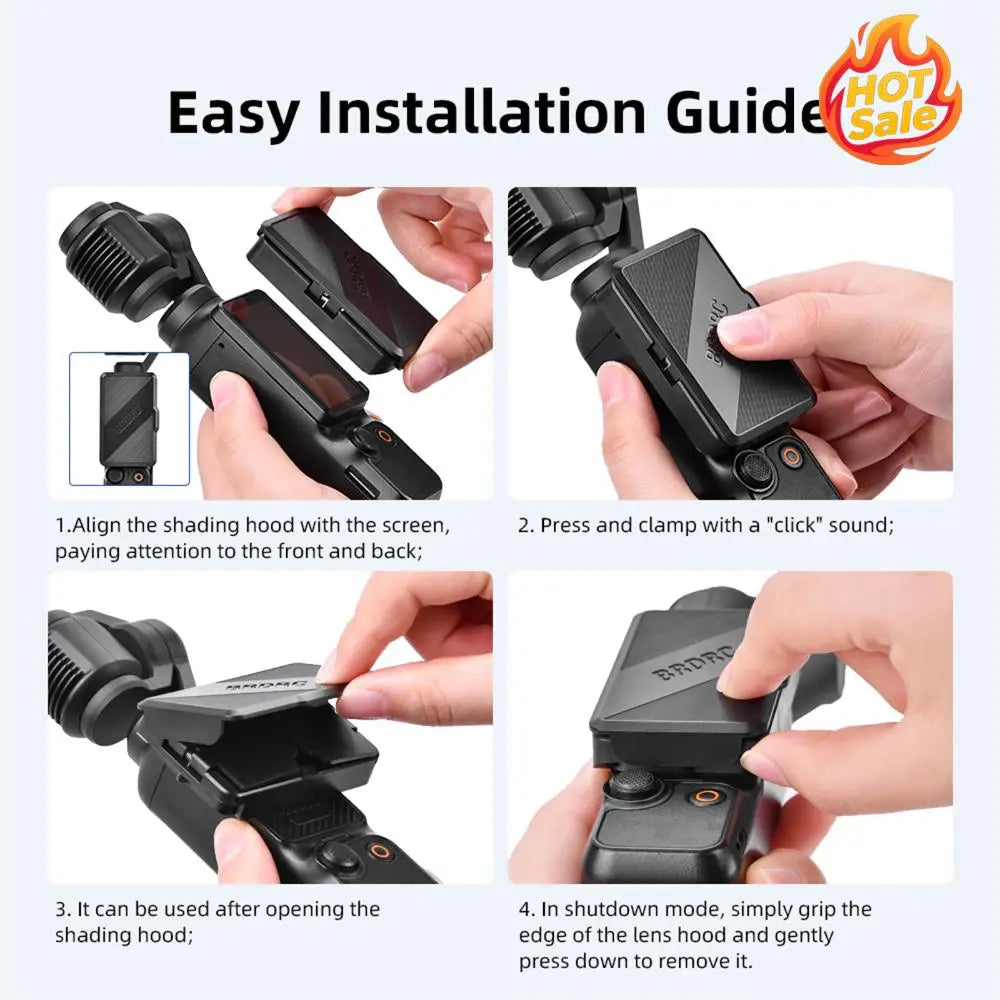 Screen Sunshade 3 Sided Foldable Sunshade Lens Anti-Glare Sunlight Blocking Protective Cover Hood for DJI Osmo Pocket 3 Zpaxo