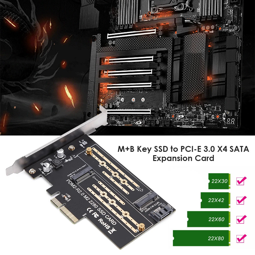 Add On Cards PCIE to M2/M.2 Adapter SATA M.2 SSD PCIE Adapter NVME/M2 PCIE Adapter SSD M2 to SATA PCI-E Card M Key + B Key Zpaxo