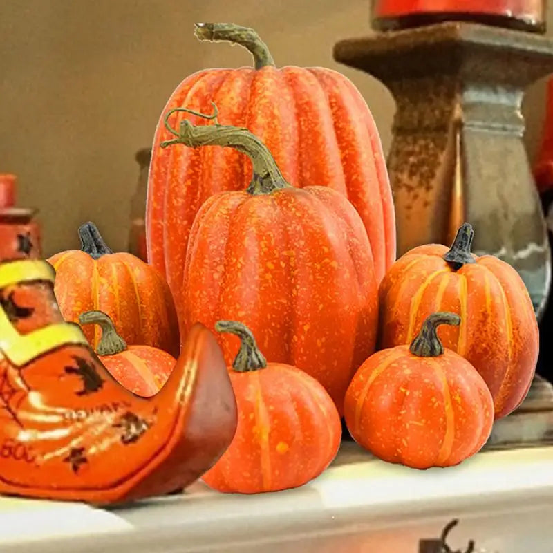 7 PCS Artificial Fake Pumpkin Decorative Foam Pumpkin Figurine Realistic Multifunctional for Table Centerpieces Decoration Zpaxo