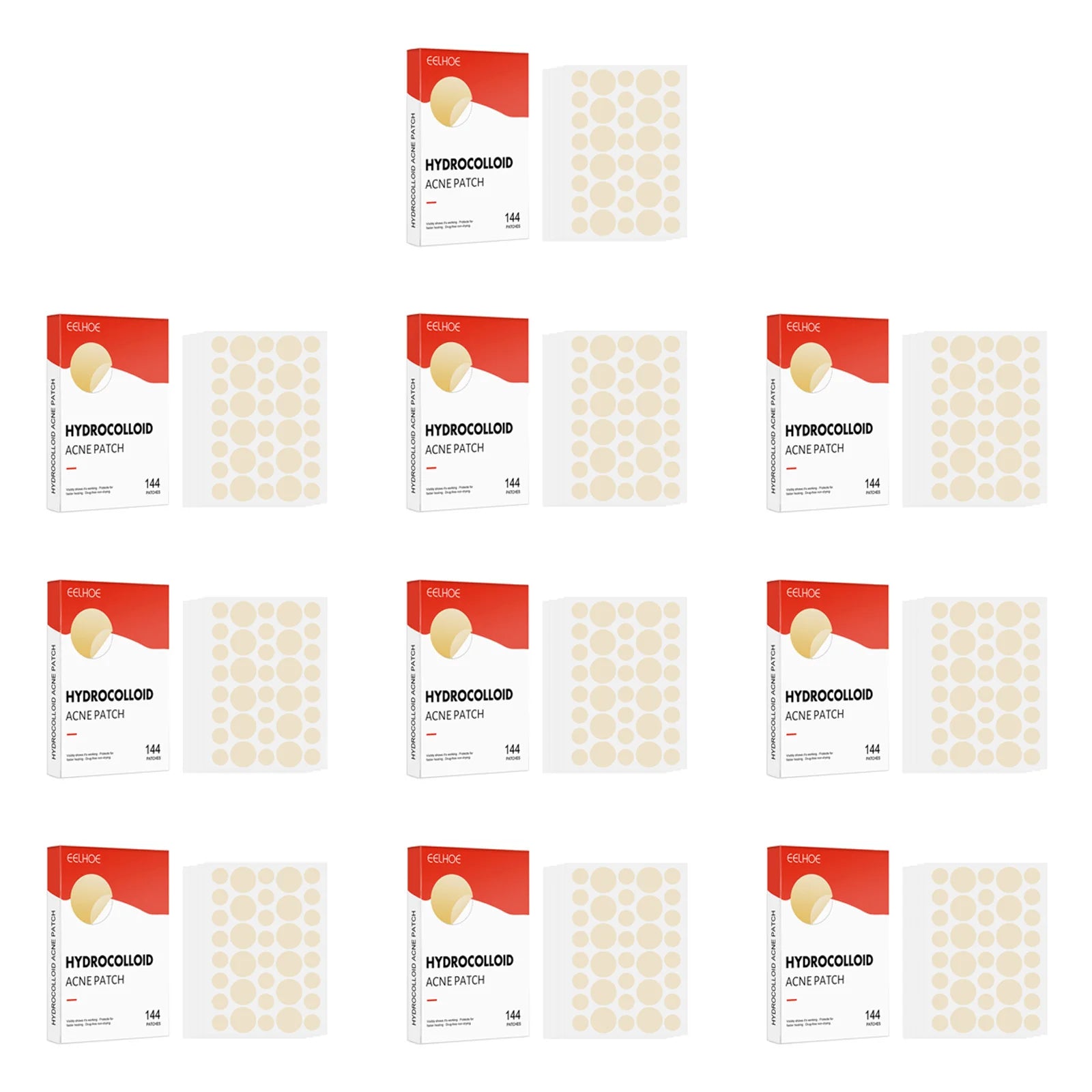 Hydrocolloid Acne Patches 2 Sizes Invisible Makeup-Friendly Pore Care Acne Pimple Patch Breathable for Comedones Treatment Zpaxo 10 x 144pcs Boxed