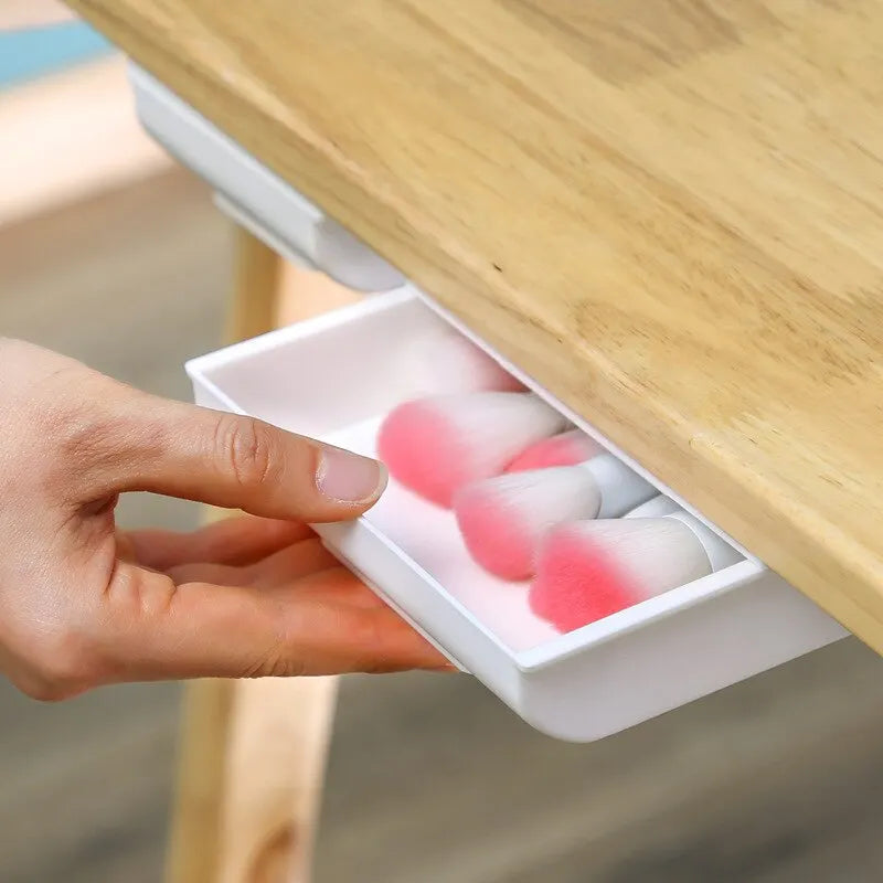 Hidden Storage Box Desk Storage Drawer Self-Adhesive Plastic Table Storage Holder Simple Sundries Cosmetics Stationery Organizer Zpaxo