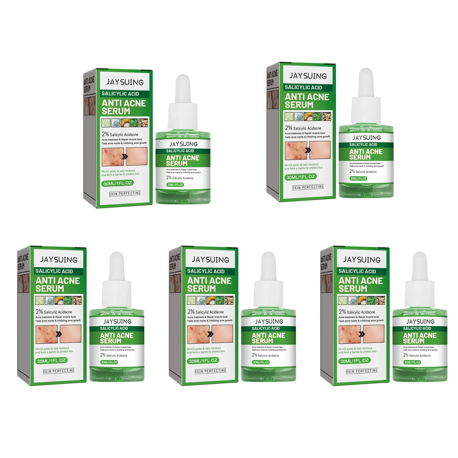 Salicylic Acid Face Serum – Acne, Pores & Oil Control 30ml Anti-Acne Face Serum Zpaxo 5 x 30ml Boxed