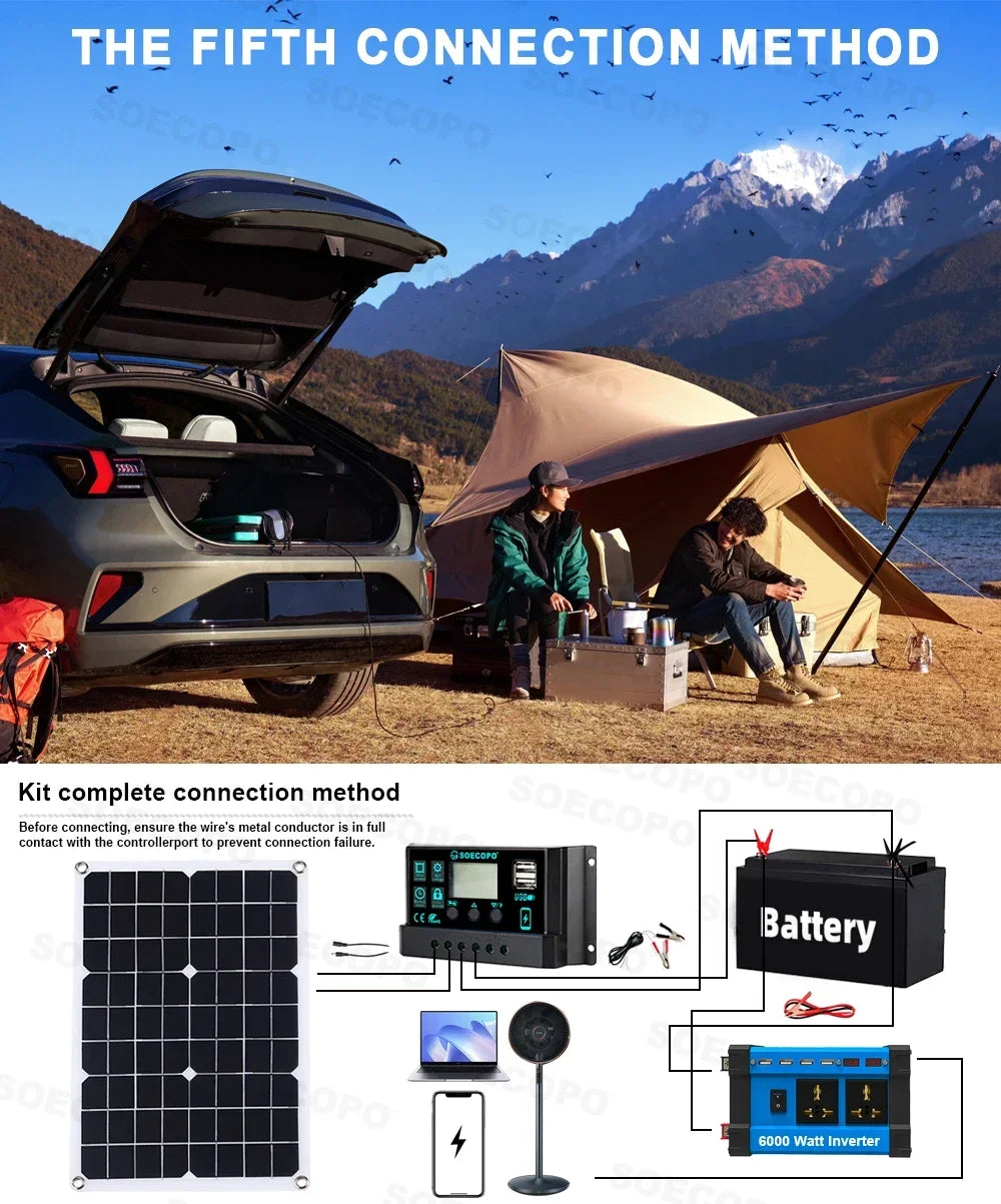 6000W Solar System Complete 12V 110V 220V 100A Controller 500W Panel