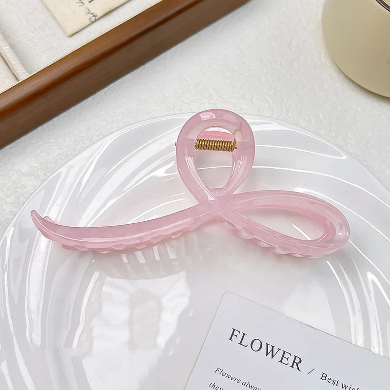 Elegant Jelly Color Bow Hair Claw For Women Girls Sweet Hair Ornament Back Headband Hair Clips Hairpin Fashion Hair Accessories Zpaxo A pink