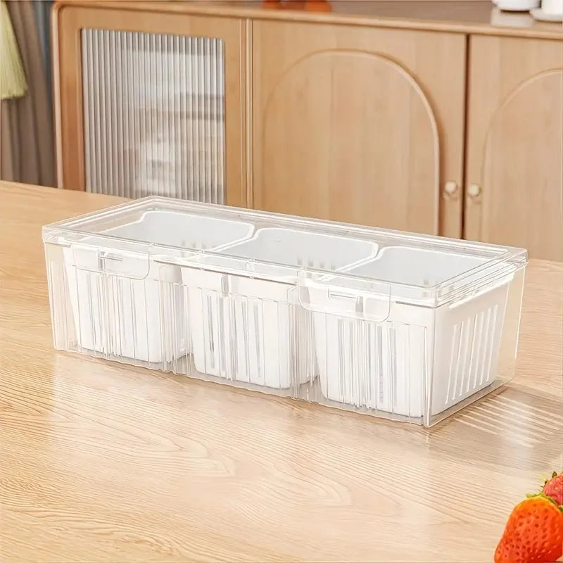 Compartment Food Storage Containers, Square Transparent Bento Box Set for Refrigerator,Salad Fruit Vegetable Condiment Organizer Zpaxo WHITE