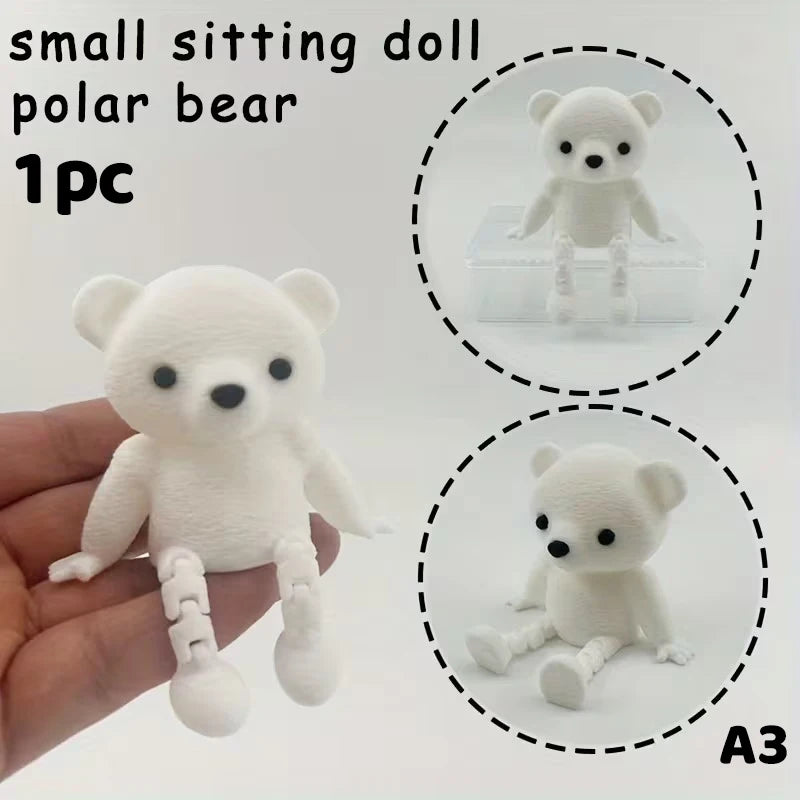 3D Printed Rabbit Ornament With Movable Joint Posable Doll Figure Fox Bear Hippo Statue Desktop Decor Holiday Gift Easter Decor Zpaxo A3
