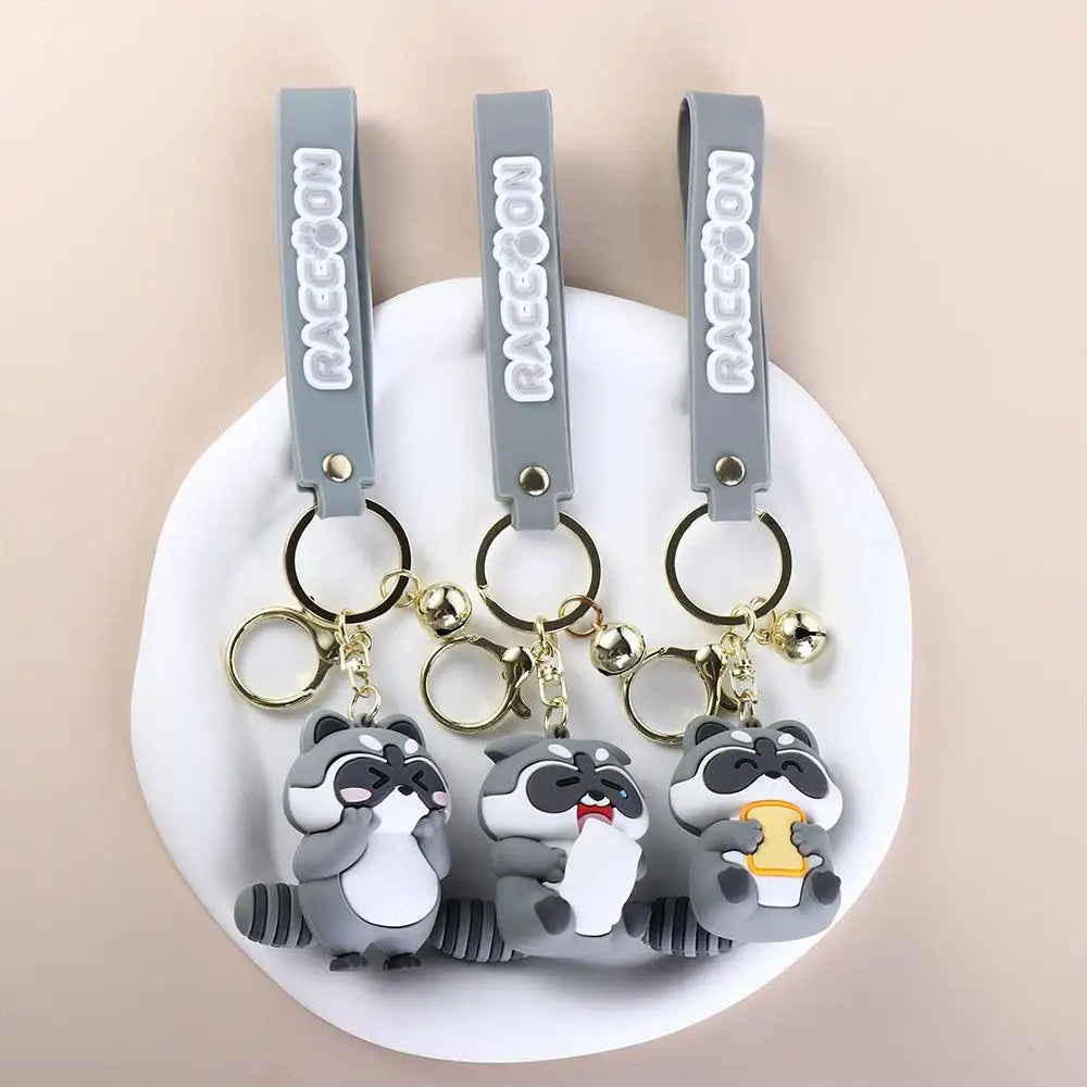 Fashion Gift Funny Earphone Case Cute Alloy Korean Pendant Cartoon Keyring Raccoon Keychain Backpack Decor Zpaxo
