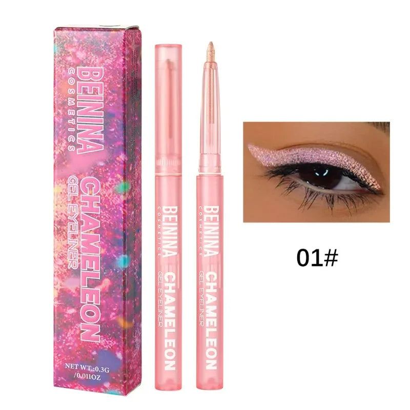 Shiny Chameleon Metallic Green Eyeliner Gel Stick Smooth Multicolor Zpaxo 01