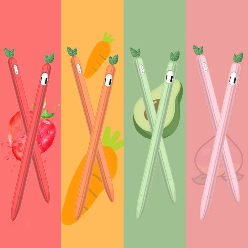 Cute Vegetable Silicone Case For Apple Pencil 1st 2nd generation Protective Sleeve Skin Cover Pen Case For iPad Pencil 2 1 Fudan Zpaxo