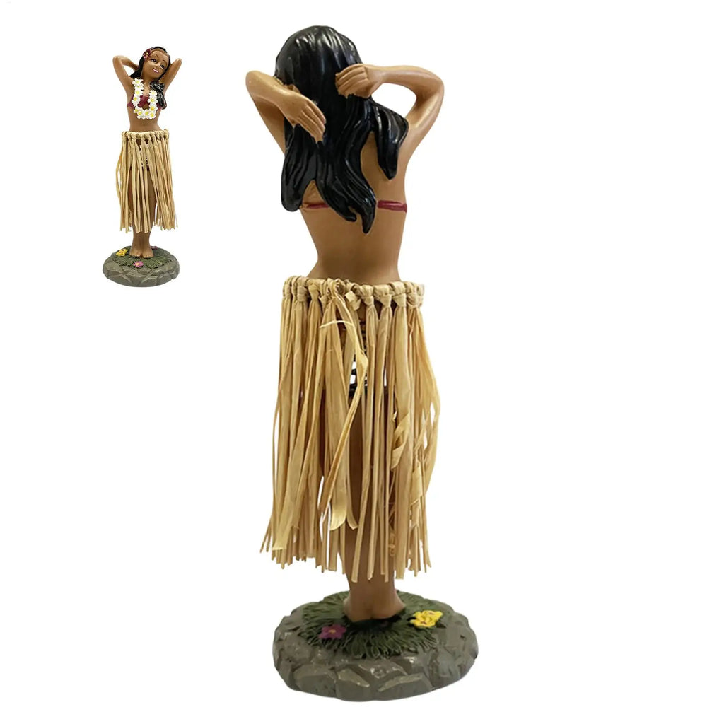 Hawaiian Dancing Girl Posing Dancer Decorations Resin Craft Dashboard Bobblehead Doll Souvenir Ornaments Home Car Decor Zpaxo