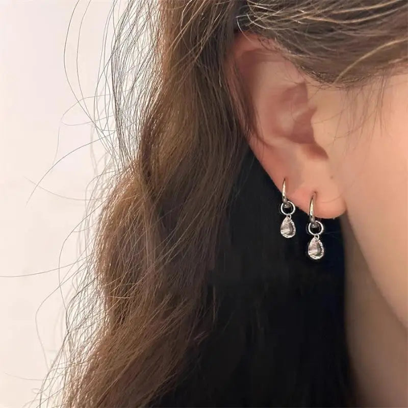 Sophisticated Droplet Zircon Earring Pendants Simple Chic Women's Ear Zpaxo