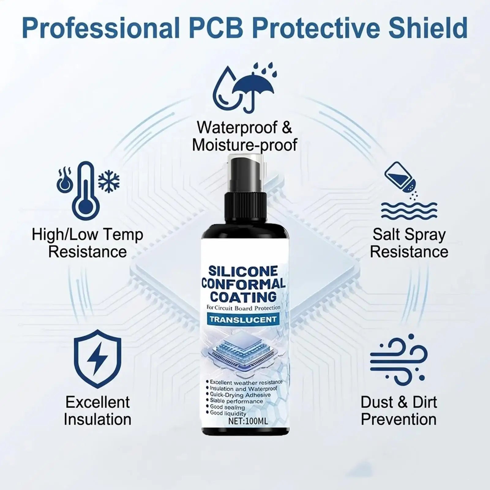 Silicone Conformal Coating Spray Waterproof PCB Clear Sealant