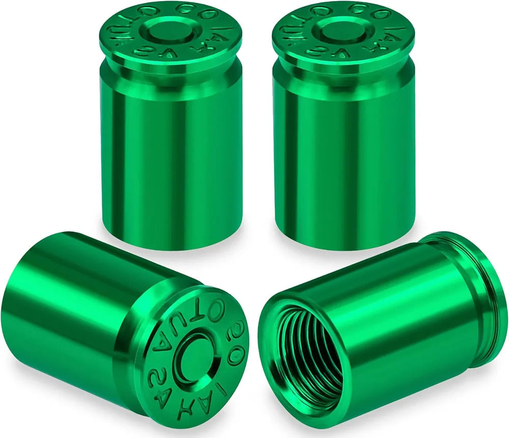 Bullet Shell Aluminum Tire Valve Stem Caps – 4-Pack for All Vehicles