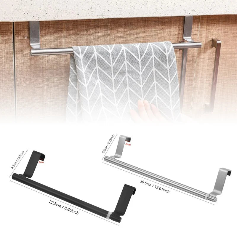 1Pcs Stainless Steel Extendable Over Door Towel Rack Organizer For Bathroom Kitchen Cabinet Adjustable Hanging Storage Bar Zpaxo