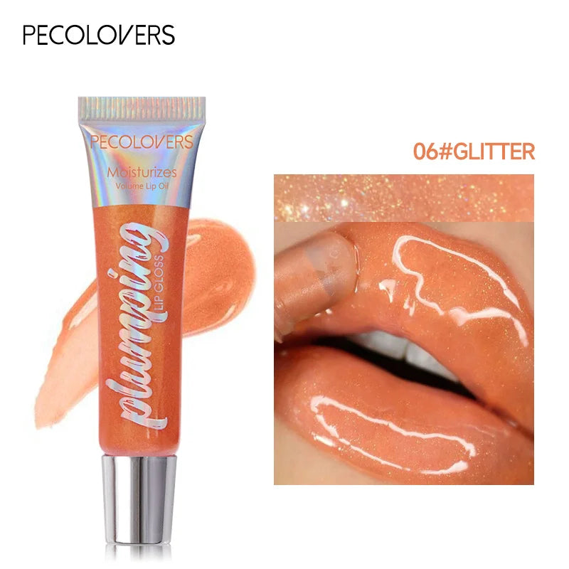 1PC Moisturizing Reducing Lip Lines Lip Gloss Lip Plumper Glitter Nutritious Liquid Lipstick Cherry Jelly Lip Oil Clear Lipgloss Zpaxo 06