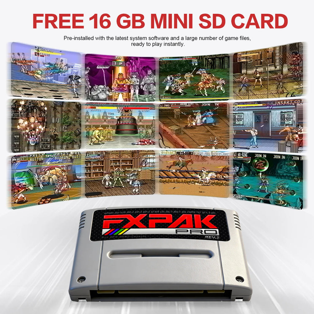 2026 Fxpak Pro Flash Card Game Cartridge 5200 Games in 1 for SNES SFC 16-bit Retro Game Console With 16G Card Real Time Clock Zpaxo
