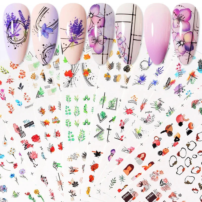 Nail Sticker Abstract Women Face Flower Leaf DIY Sliders for Nail Inscriptions Manicure Nail Art Decoration Water Transfer Decal Zpaxo