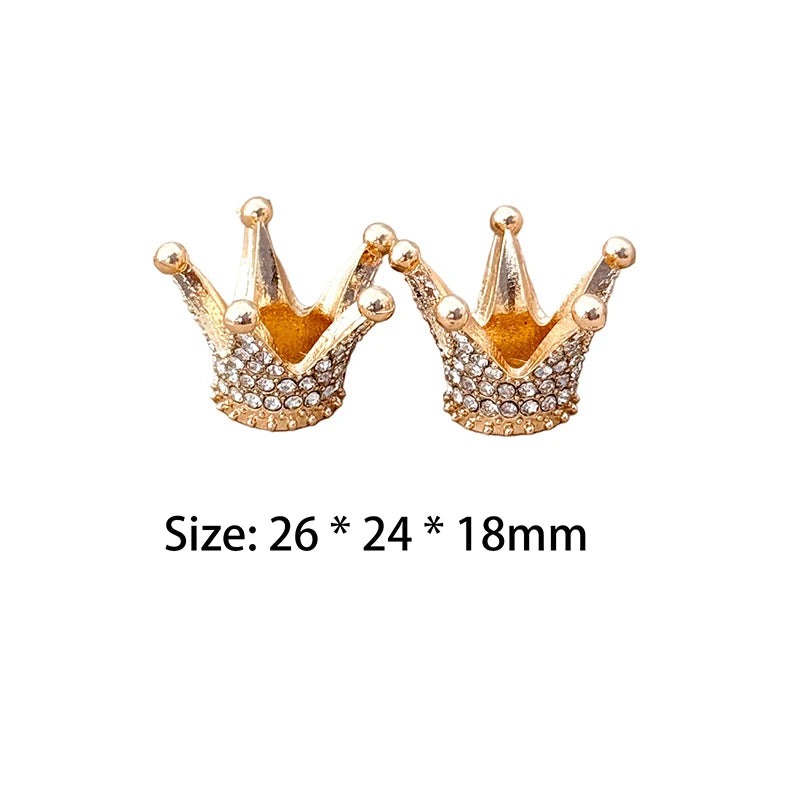 Gold Miniature Dollhouse Crown 2 Mini Alloy Rhinestone Princess Tiara Zpaxo 2pcs 26x24x18mm