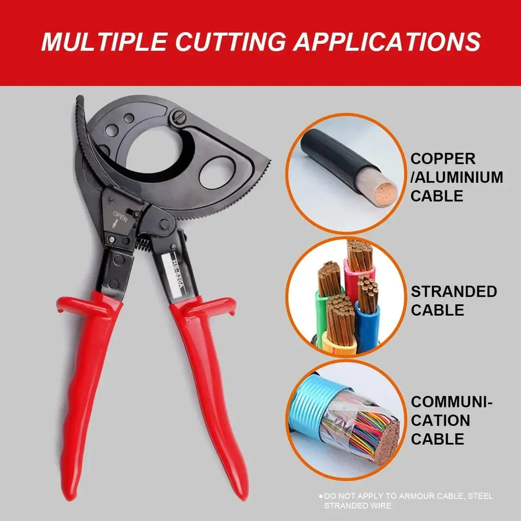 Ratchet Cable Cutter Heavy Duty Wire Aluminum Copper Up 400mm