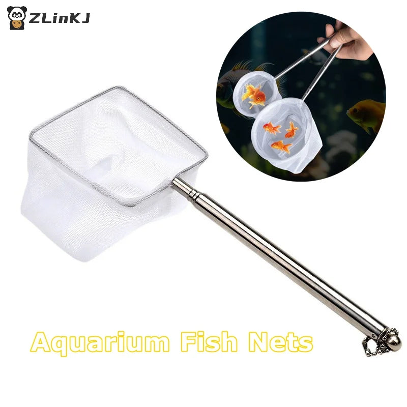 ▶1Pcs Fish Tank Cleaner Tool Aquarium Fish Net Stainless Steel Retractable Small Fish and Shrimp Nets Zpaxo