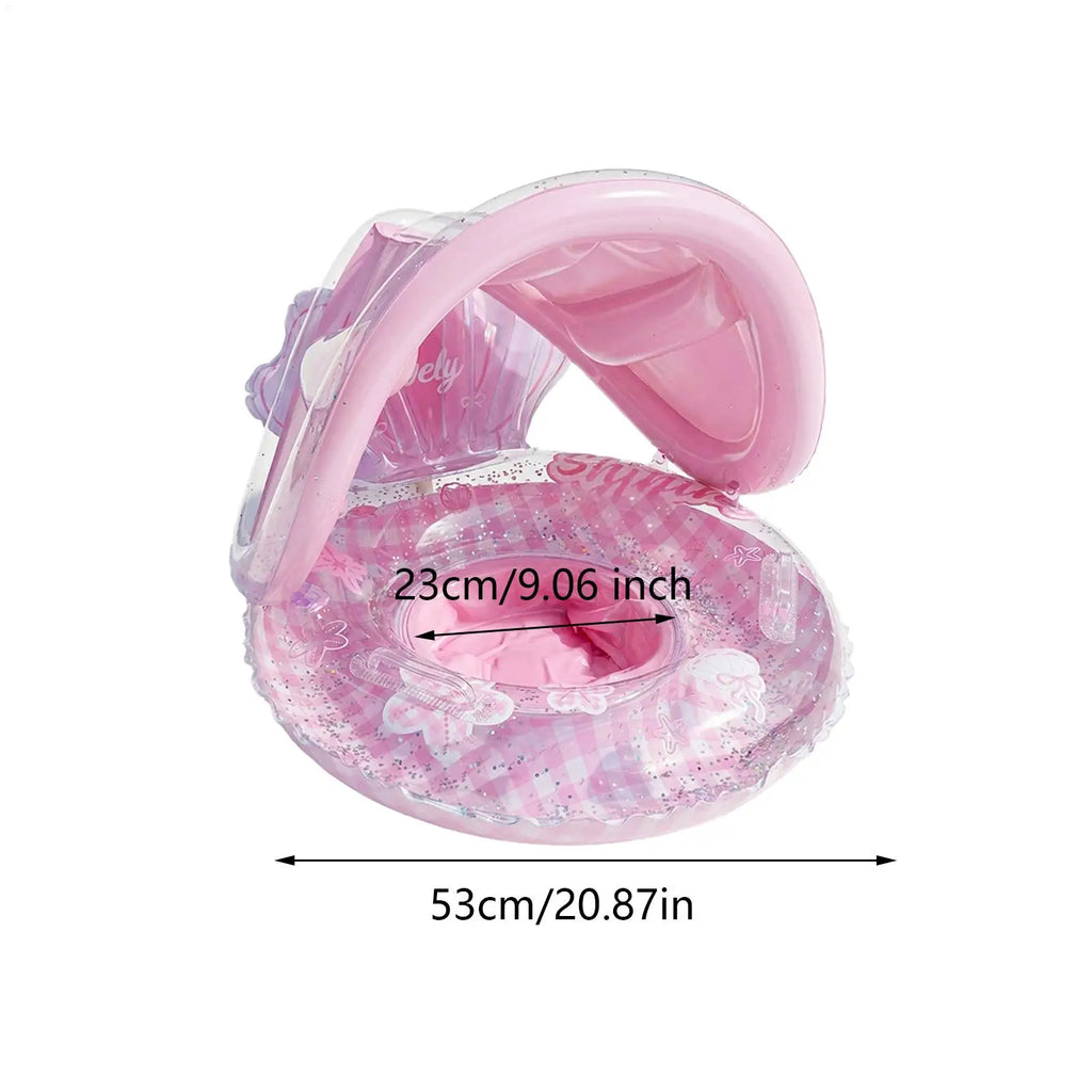 Kids Pool Floats With Backrest Sun Protection Swimming Ring Pool Float With Canopy For Kids Beach Water Lake Summer Travel Zpaxo