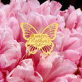 Gold Acrylic Mother's Day Cake Toppers – 9 Styles Cake Topper Zpaxo Butterfly