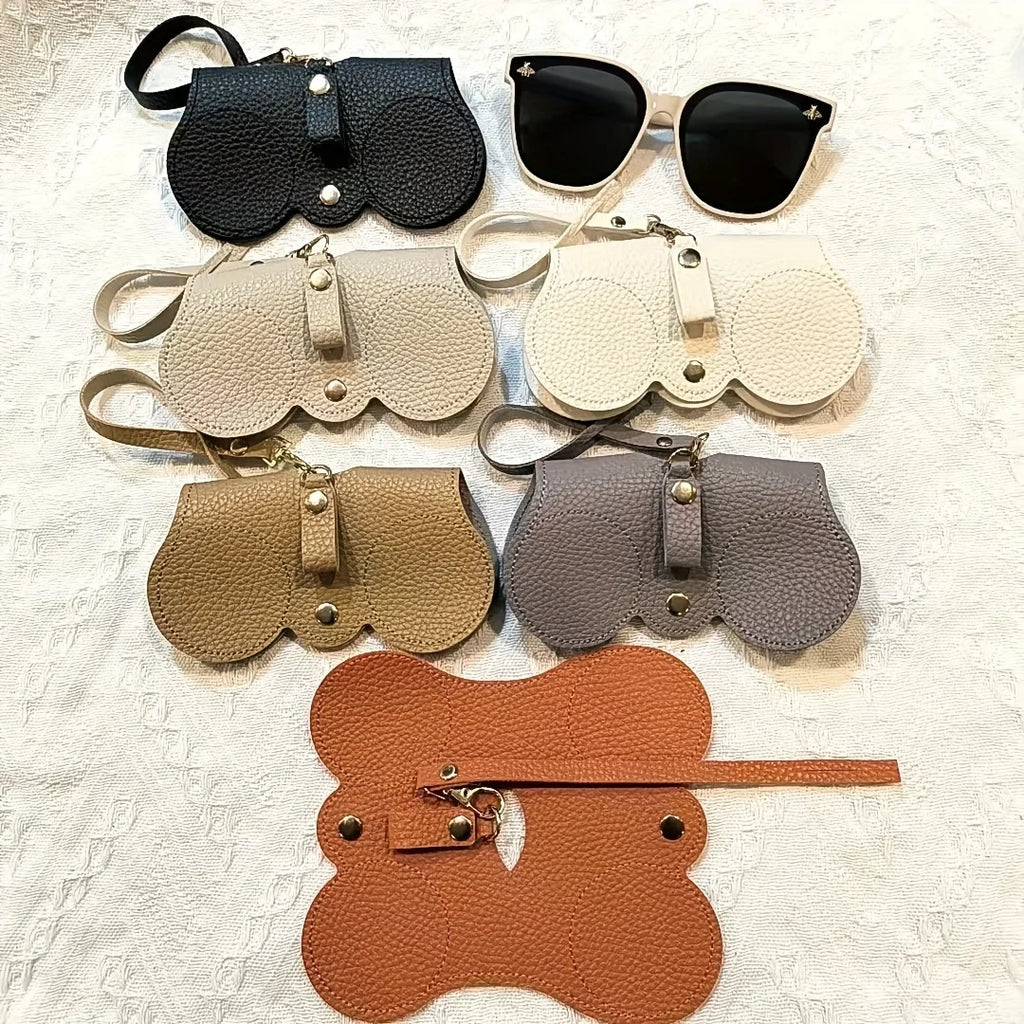 Fashion Retro Portable Glasses Bag Faux Leather Storage Clip Durable