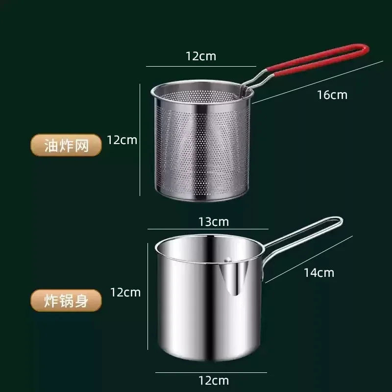Deep Frying Pot Kitchen Fryer With Strainer Stainless Steel Tempura Fryer Pan Fry Pot Chicken Fried Chicken Cooking Tools Zpaxo