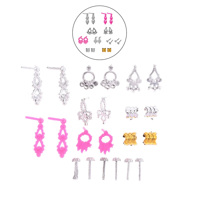 Doll Toy Accessory Electroplated Crown Necklace Ear Studs Bracelets Zpaxo A2