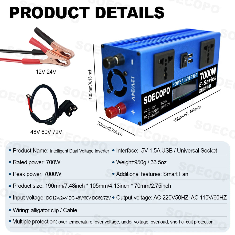 7000W Solar System Complete Kit 12V/24V To 110V/220V 100A Controller 500W Panel Off-Grid Inverter System for Home/Camping Backup Zpaxo
