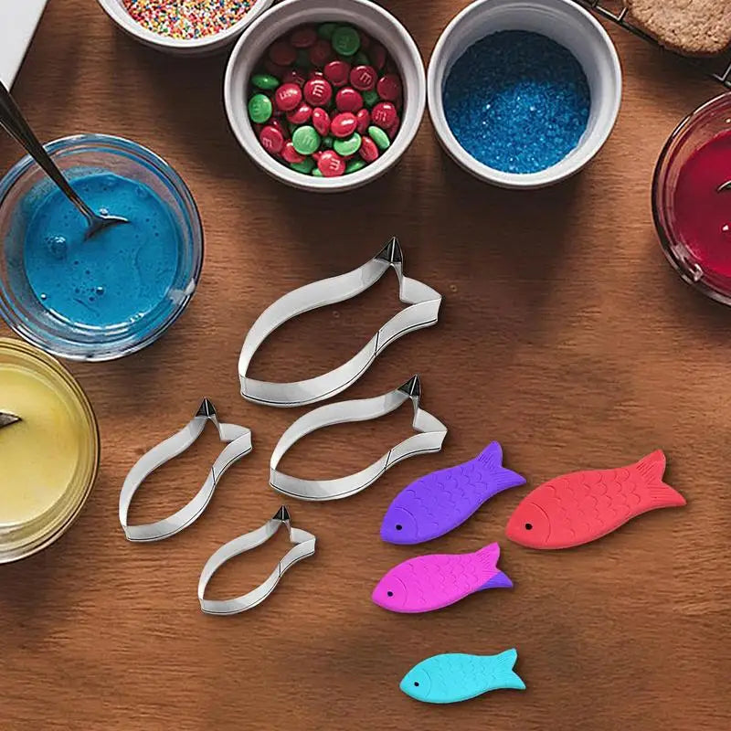 Stainless Steel Cartoon Fish Cookie Cutter Aquatic Animal Molds Cake