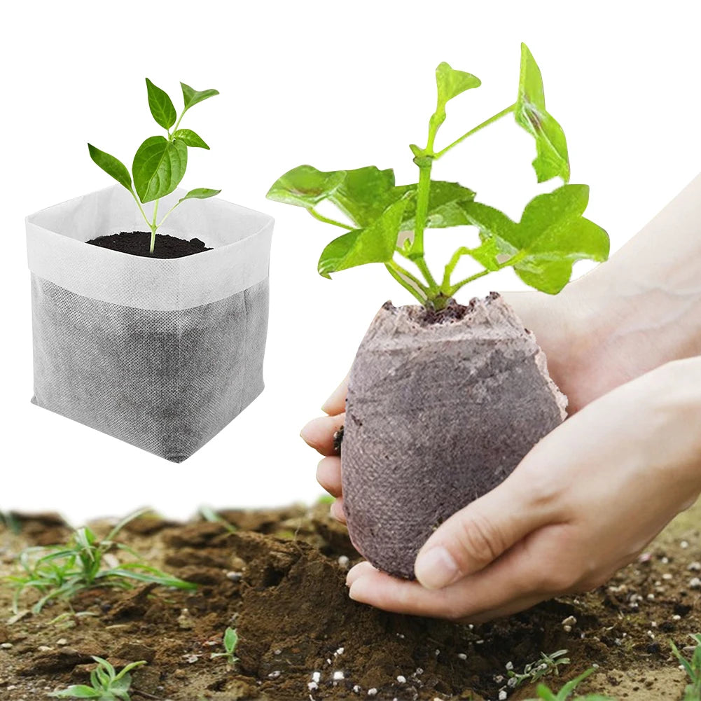 Plant Seeding Grow Bags Non-Woven Plants Seeding Nursery Bags Breathable Fabric Seedling Starter Bags for Flower Vegetable Grow Zpaxo