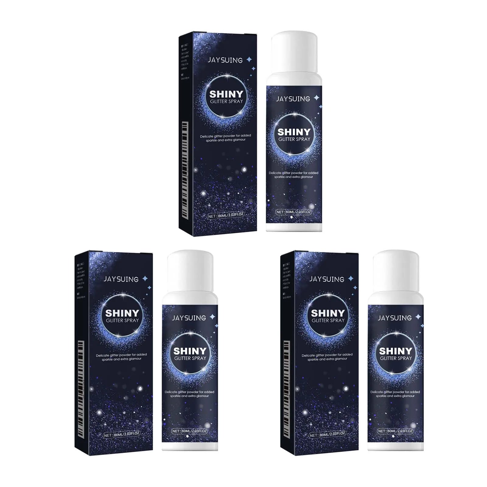 Hoygi Silver Glitter Spray for Hair, Face & Body | Holographic Body Glitter Spray Zpaxo 3Pc x 60ml Boxed