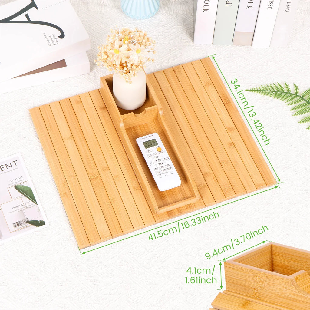Bamboo Sofa Armrest Tray – Anti-Slip Foldable Couch Cup Holder Sofa Armrest Tray Zpaxo
