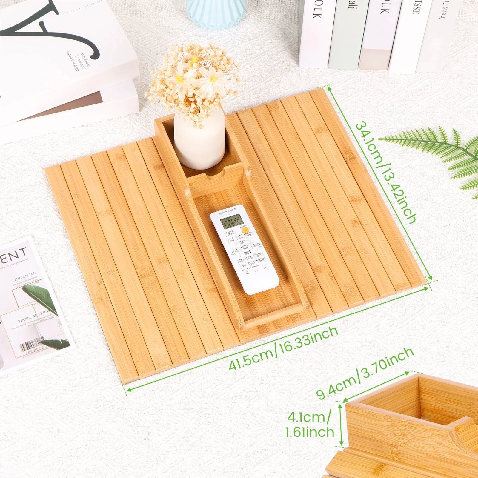 Bamboo Sofa Armrest Tray – Anti-Slip Foldable Couch Cup Holder Sofa Armrest Tray Zpaxo