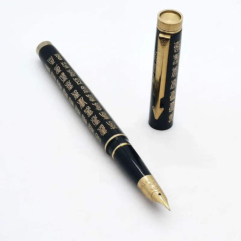 New Old Vintage Jinxing 919 Iridium Fountain Pen Black Nib Fine Writing Stationery Gift Metal Bar 1990S Zpaxo