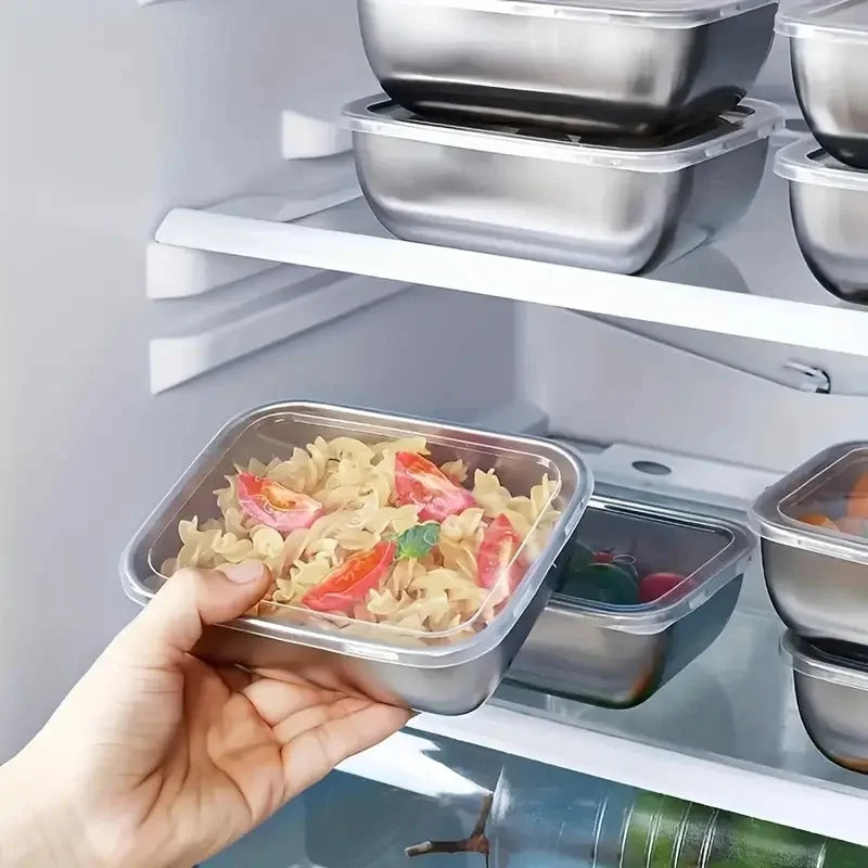 5pcs Stainless Steel Food Storage Stackable Meal Prep Boxes for Kitchen Fridge Lunch Ideal for Meal Prep Travel Kitchen Storage Zpaxo