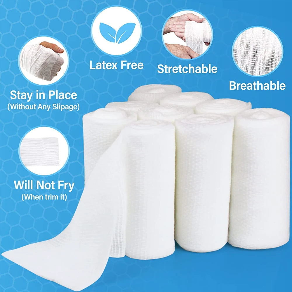 1/5/10 Rolls Absorbent Gauze Cotton Bandage Roll Wound Hemostasis Wrapping Dressing Fixation First Aid Bandage Roll Zpaxo