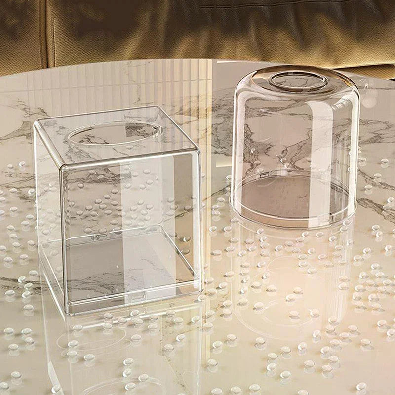 Living Room Desktop Transparent Napkin Box Ins Style Home Creative Bathroom Storage Simple Acrylic Square/Round Tissue Box Zpaxo