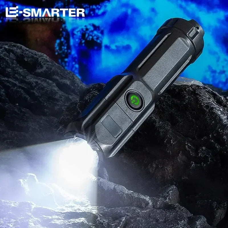 Rechargeable Telescopic Zoom Tactical Flashlight LED Torch with 4 Lighting Modes Long-Range Waterproof for Camping And Fishing Zpaxo