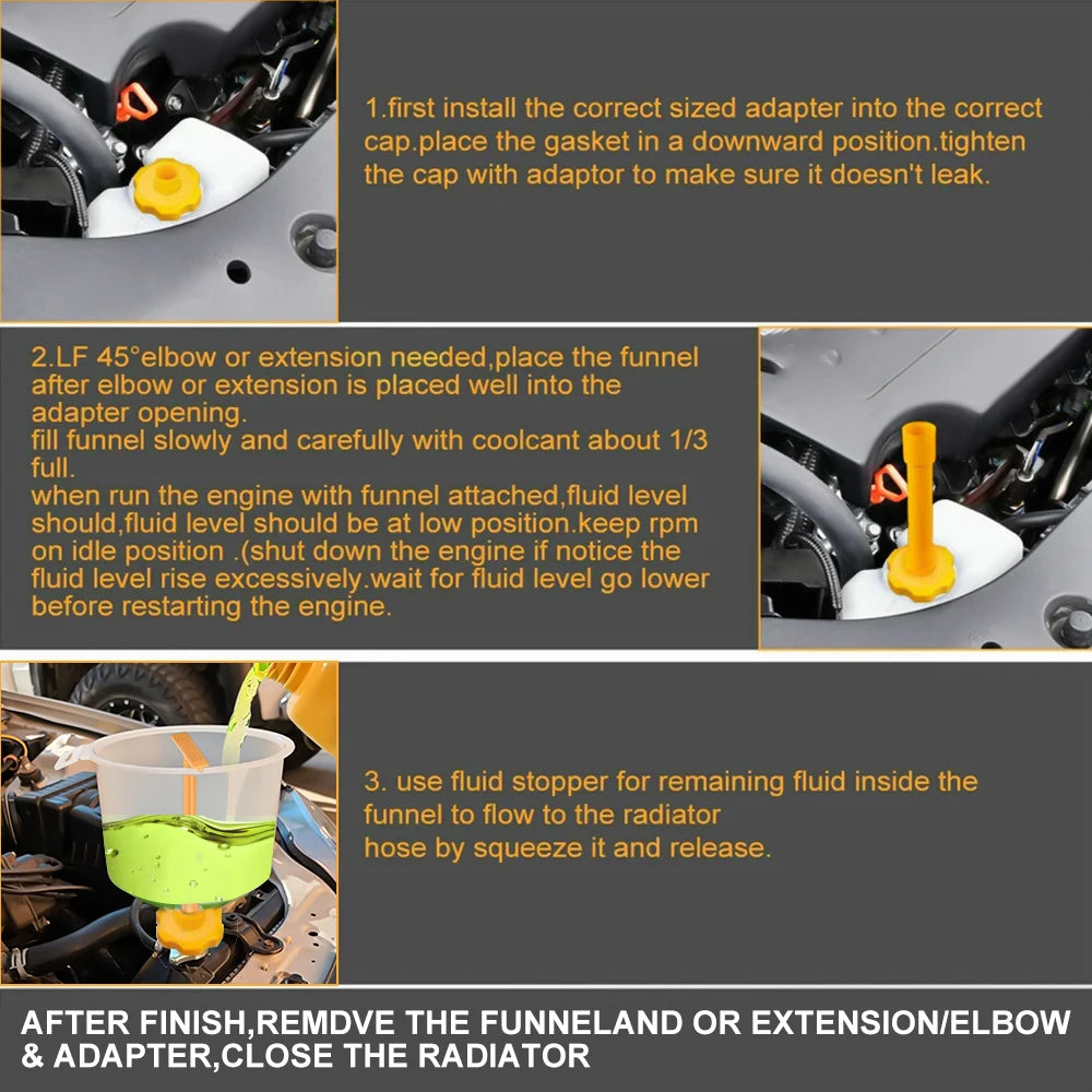 Spill Proof Coolant Filling Kit Car Accessories Fit Universal Vehicles Pour Oil Tool Plastic Filling Funnel Spout 15Pcs/Set Zpaxo