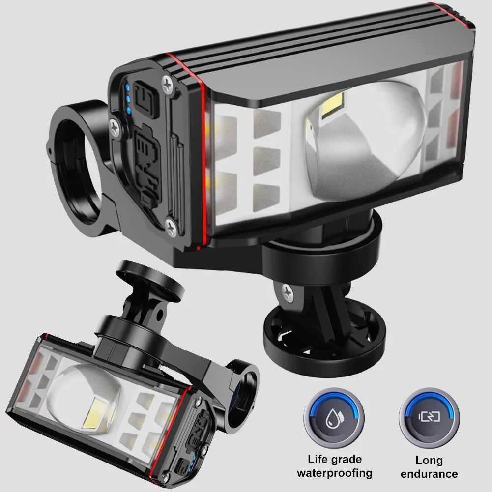 LED Bicycle Front Light USB Rechargeable Headlight 5200mAh 2600mAh