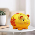 Ceramic Golden Pig Figurine Piggy Bank Table Ornament Adorable Money Zpaxo 12x11x9cm