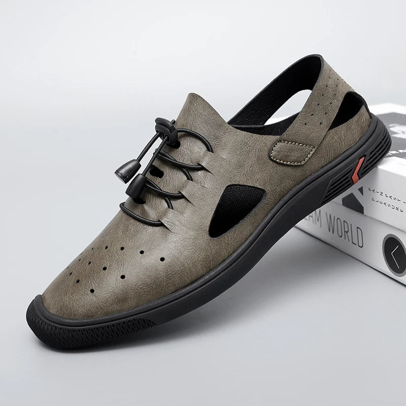 Summer Men Sandals Leather Mens Casual Shoes Outdoor Beach Roman Zpaxo