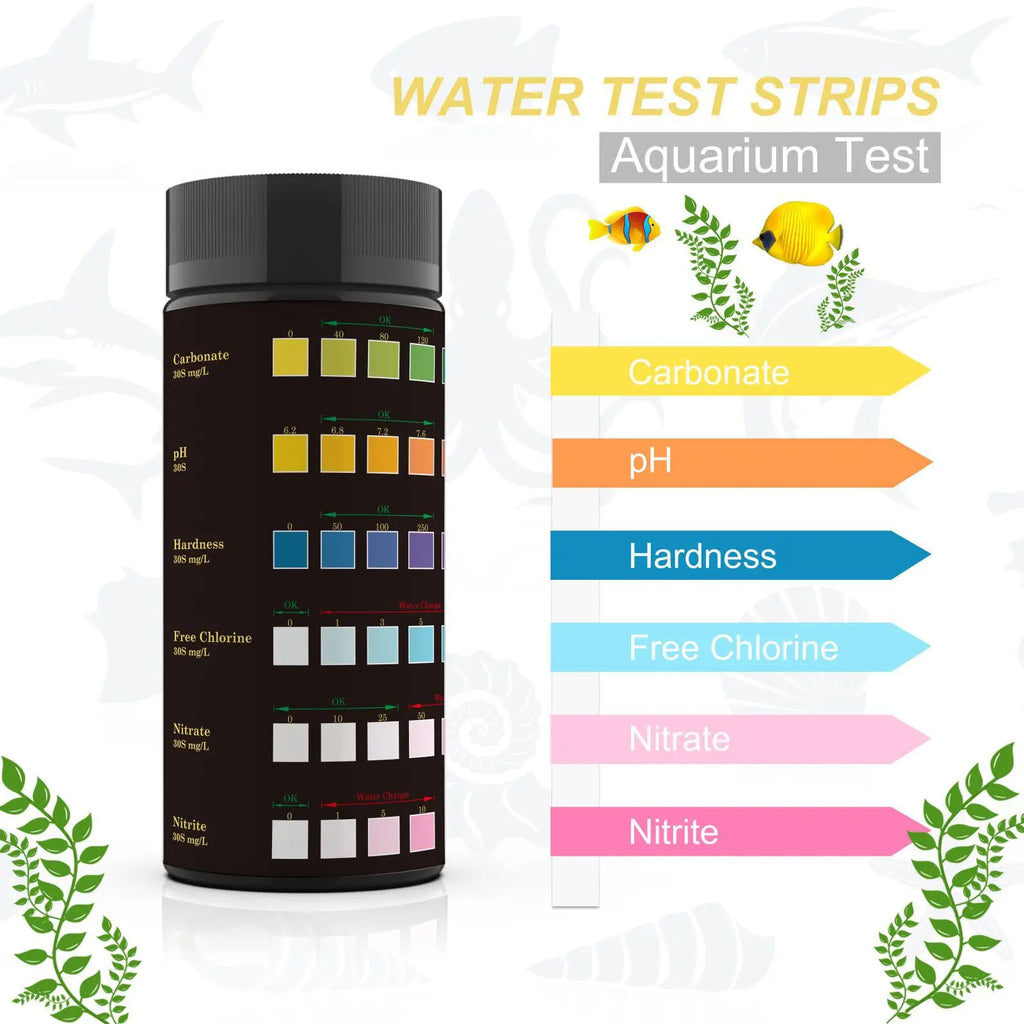 50 6-in-1 Aquarium Testing Strips Freshwater Saltwater Ponds PH Zpaxo