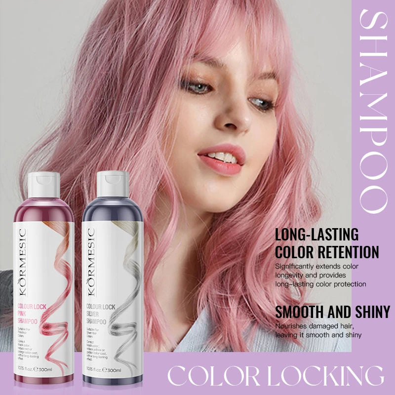 Unisex Color-Protecting Shampoo,Color Locking,Moisture Replenishing Shampoo,Lasting Color Care Purple Pink Color Fixing Shampoo Zpaxo