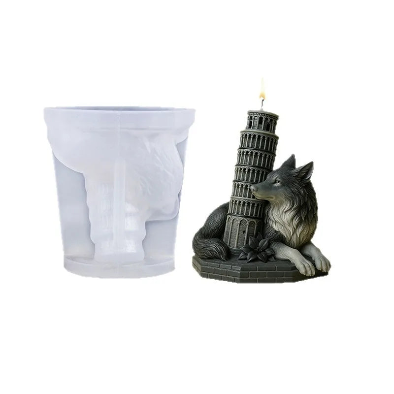 3D Gothic Wolf & Leaning Tower Silicone Mold – Candle & Resin